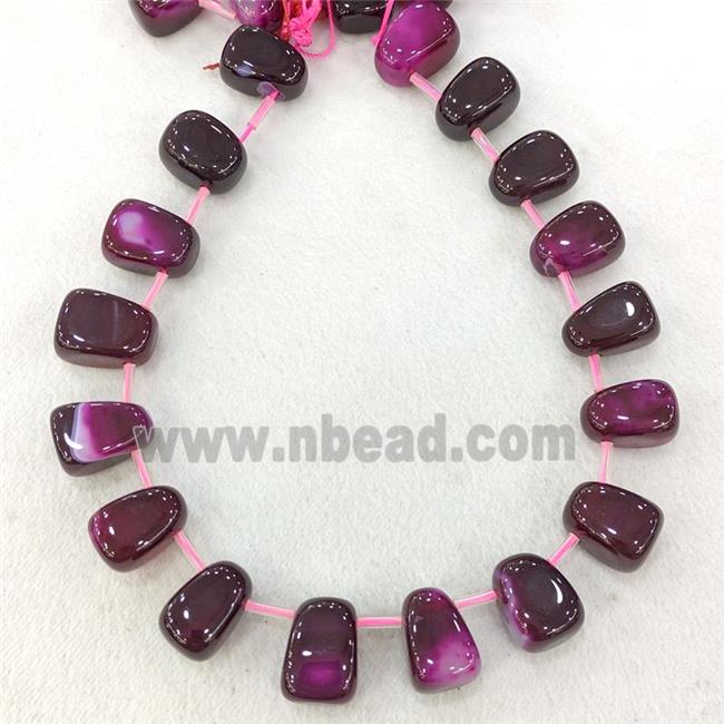 Natural Agate Teardrop Beads Graduated Hotpink Dye Topdrilled