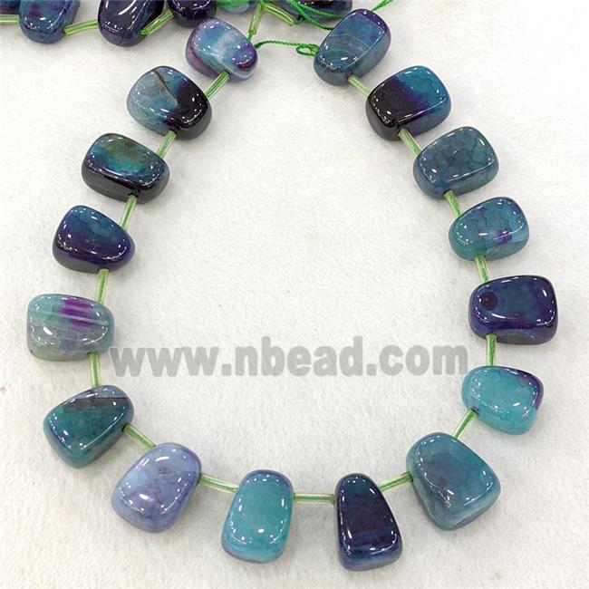 Natural Agate Teardrop Beads Graduated Green Dye Topdrilled