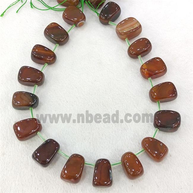 Natural Agate Teardrop Beads Graduated Red Dye Topdrilled