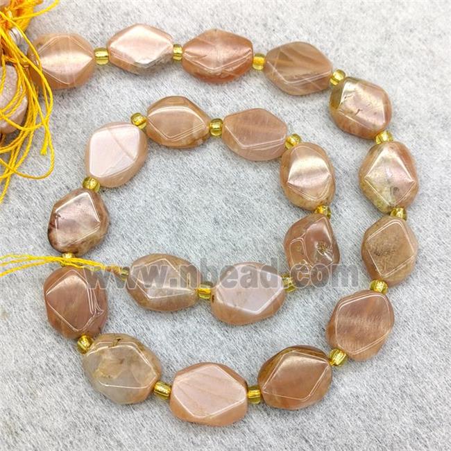 Natural Peach Moonstone Beads Faceted Oval