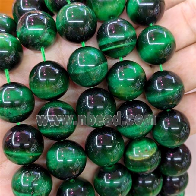 Natural Tiger Eye Stone Beads Green Dye Smooth Round