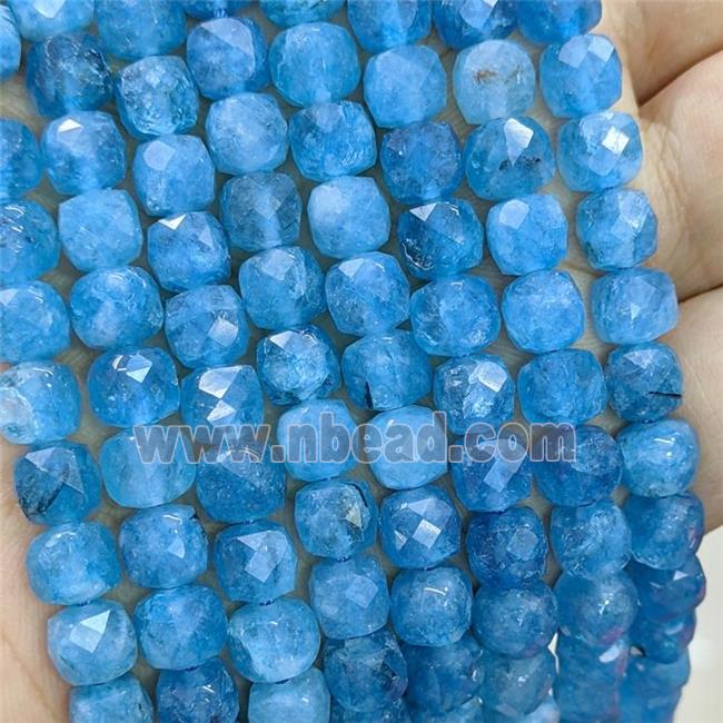 Blue Jade Beads Dye Faceted Cube