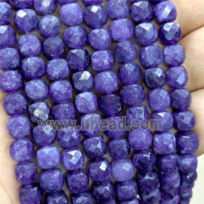 Darkpurple Jade Beads Dye Faceted Cube