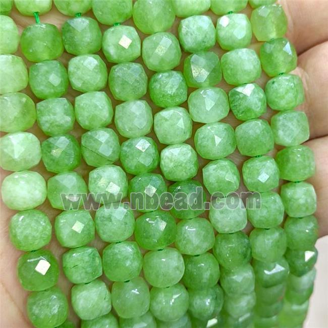 Green Jade Beads Dye Faceted Cube