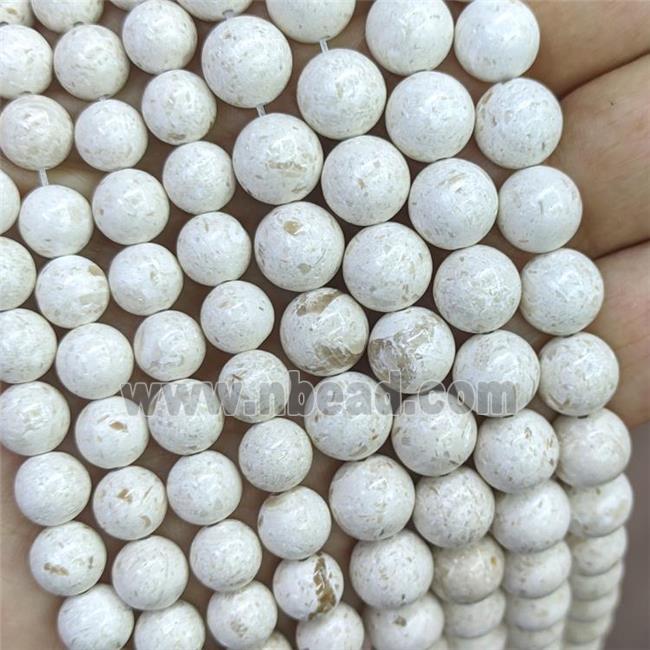 Natural White River Jasper Beads Smooth Round