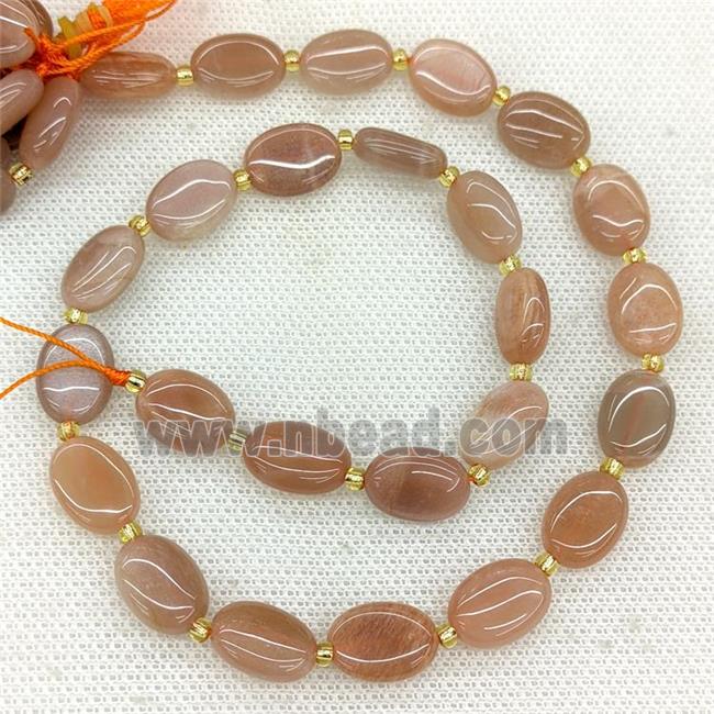 Natural Peach Moonstone Oval Beads