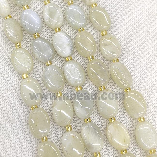 Natural White Moonstone Oval Beads