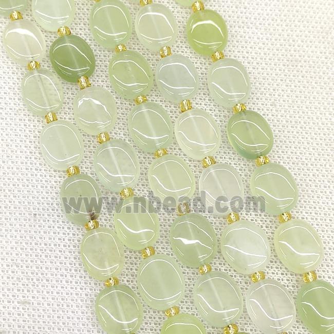 Natural New Mountain Jade Oval Beads Green