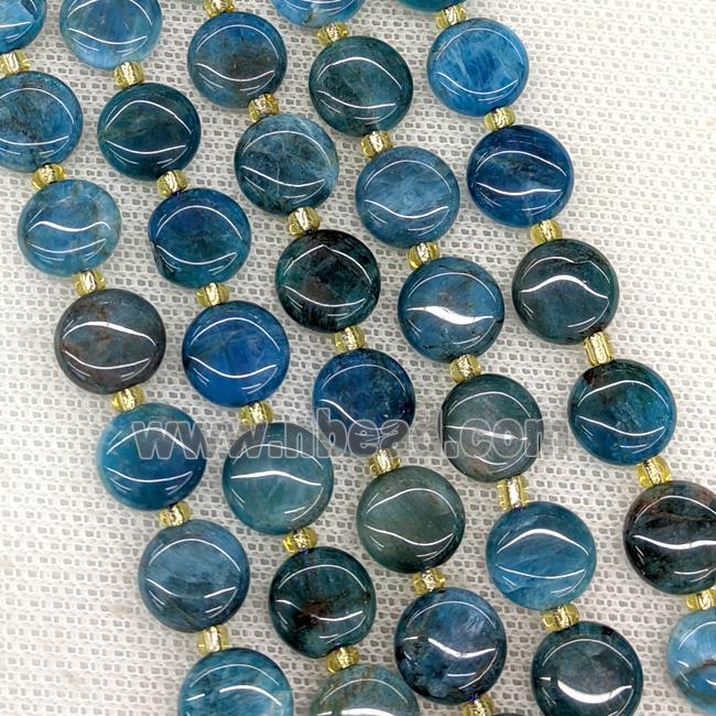 Natural Apatite Coin Beads Blue