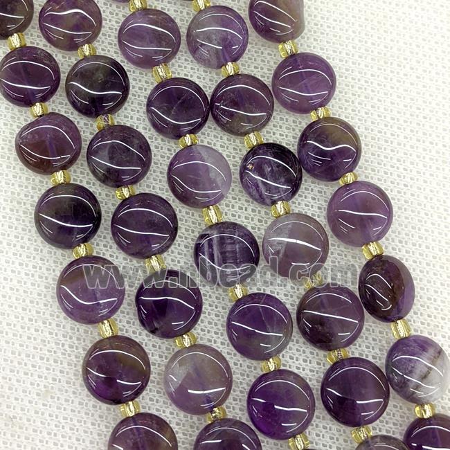 Natural Purple Amethyst Coin Beads