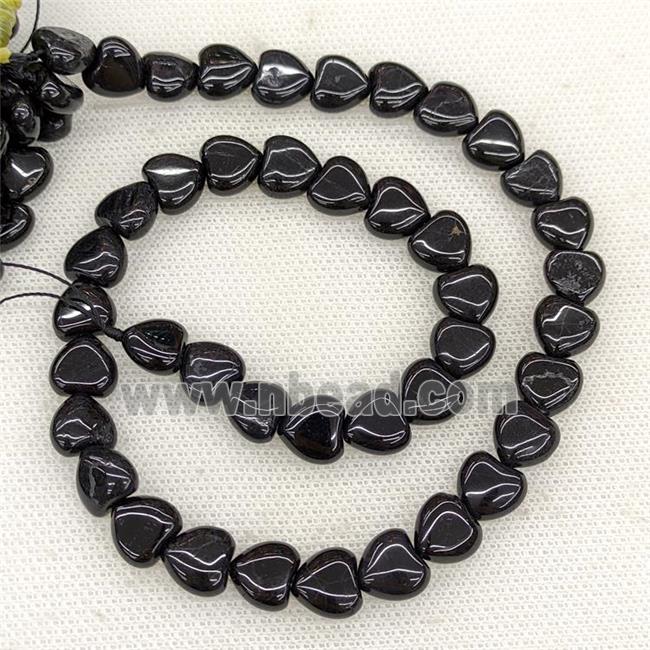 Natural Black Tourmaline Heart Beads