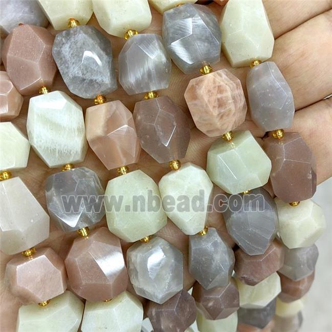 Natural Moonstone Nugget Beads Multicolor Faceted Freeform