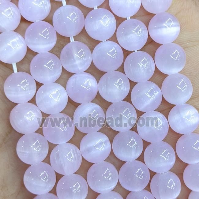 Naural Selenite Beads Lt.purple Dye Smooth Round