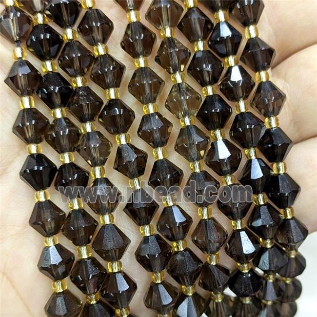 Natural Smoky Quartz Bicone Beads