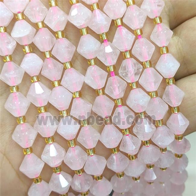 Natural Pink Rose Quartz Bicone Beads