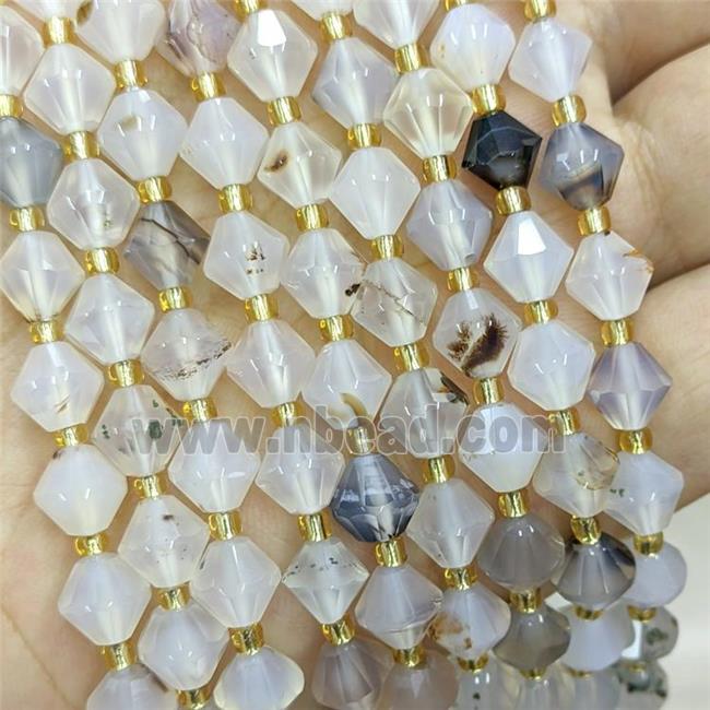 Natural Heihua Agate Bicone Beads