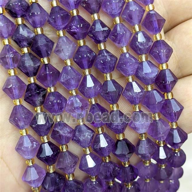 Natural Purple Amethyst Bicone Beads