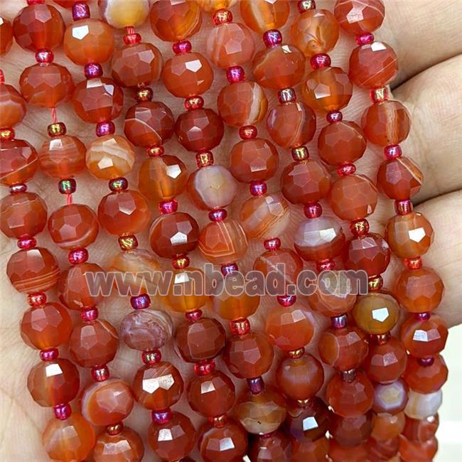 Natural Stripe Agate Beads Banded Red Dye Faceted Rondelle