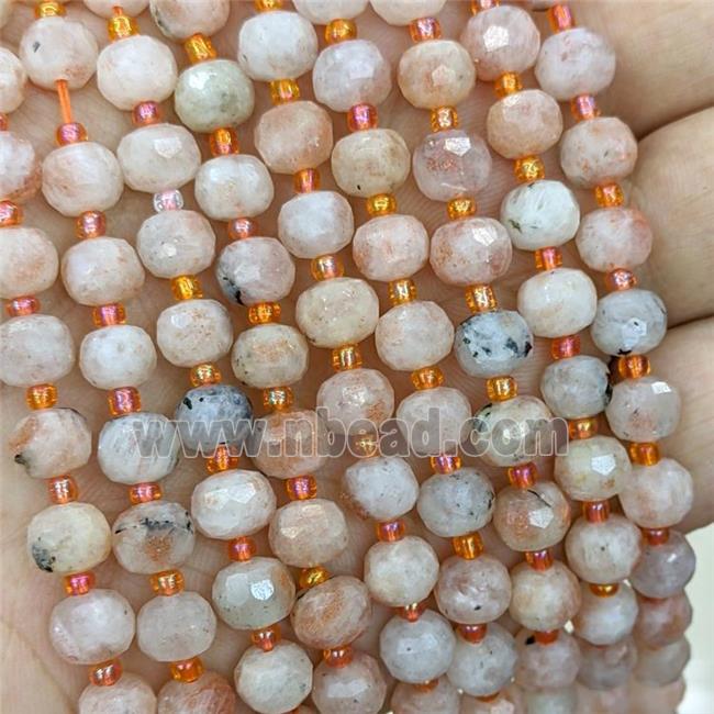 Natural Peach Sunstone Beads Faceted Rondelle