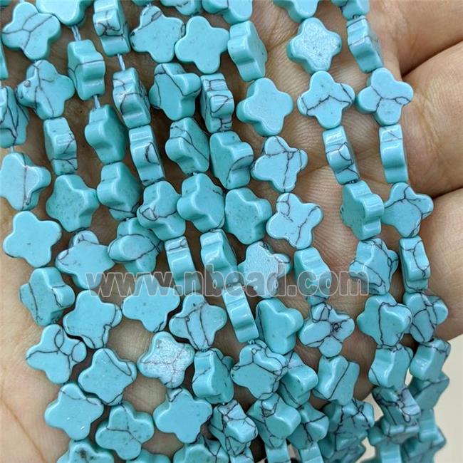 Blue Synthetic Tourmaline Clover Beads