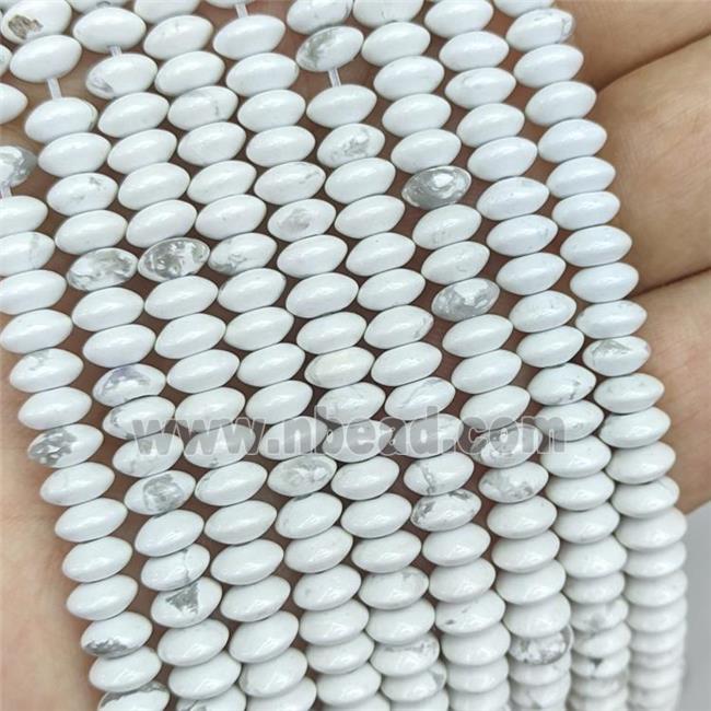 Natural White Howlite Beads Smooth Rondelle