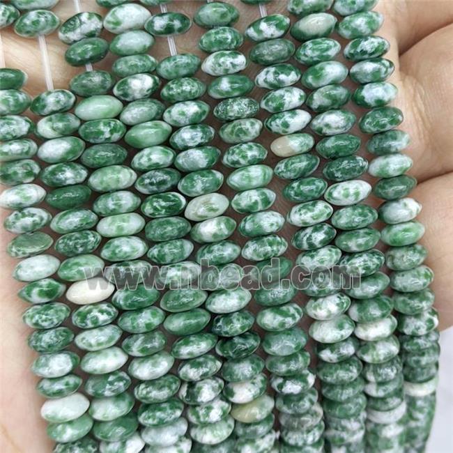 Natural Green Dalmatian Jasper Beads Smooth Rondelle