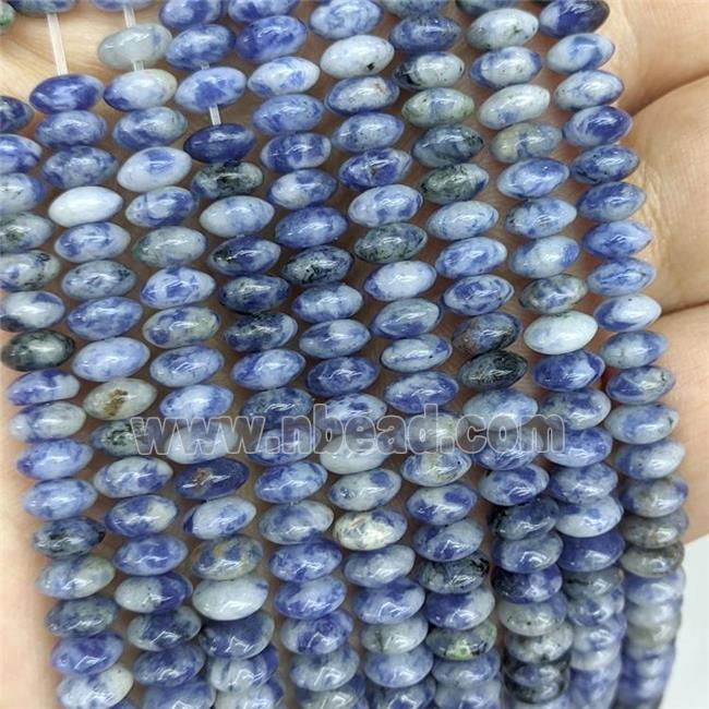 Natural Blue Dalmatian Jasper Beads Smooth Rondelle