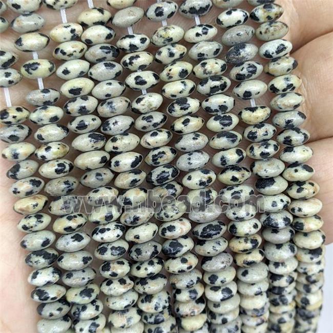 Natural Black Dalmatian Jasper Beads Smooth Rondelle