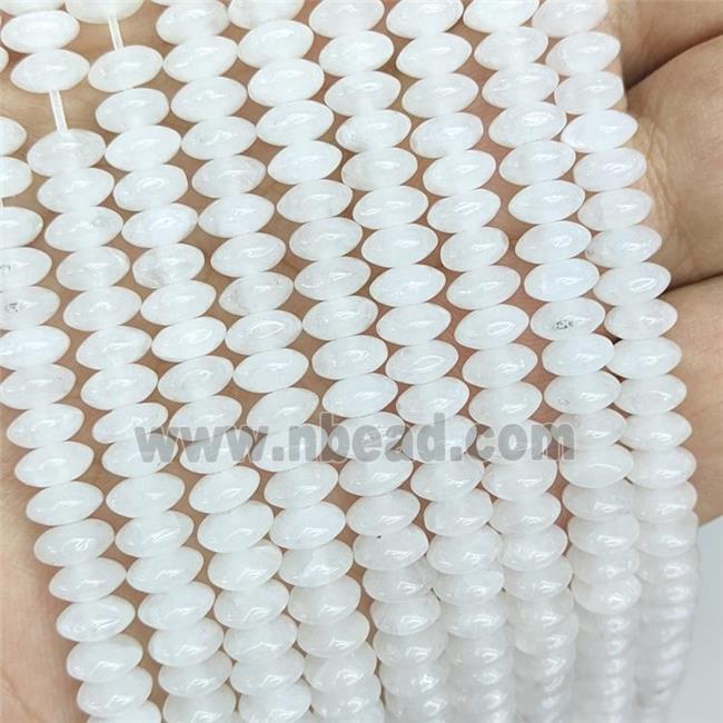 Natural White Jade Beads Smooth Rondelle