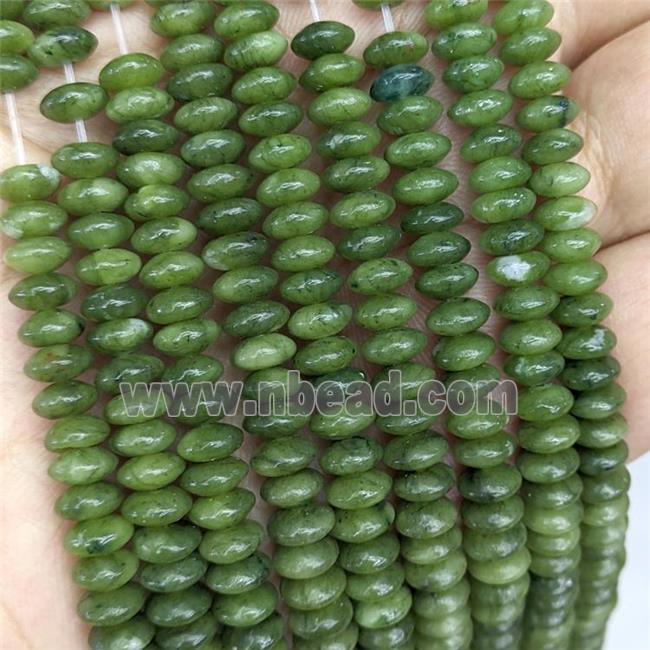 Natural Green Chinese Jadeite Beads Smooth Rondelle