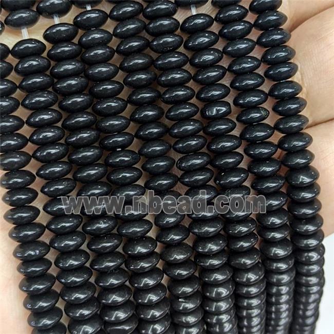 Natural Black Jasper Beads Smooth Rondelle