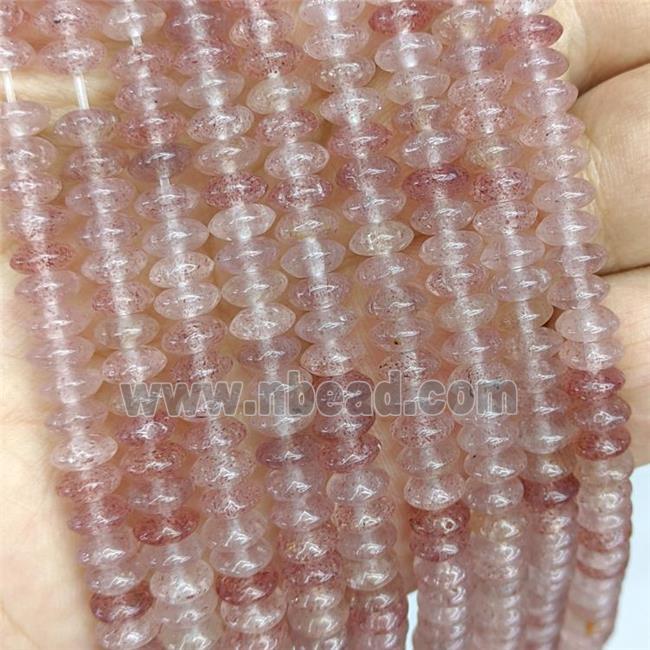 Natural Pink Strawberry Quartz Beads Smooth Rondelle