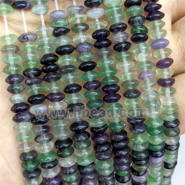 Natural Fluorite Beads Smooth Rondelle Multicolor