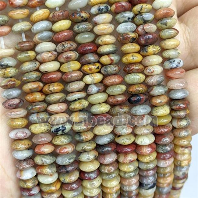 Natural Yellow Crazy Lace Agate Beads Smooth Rondelle