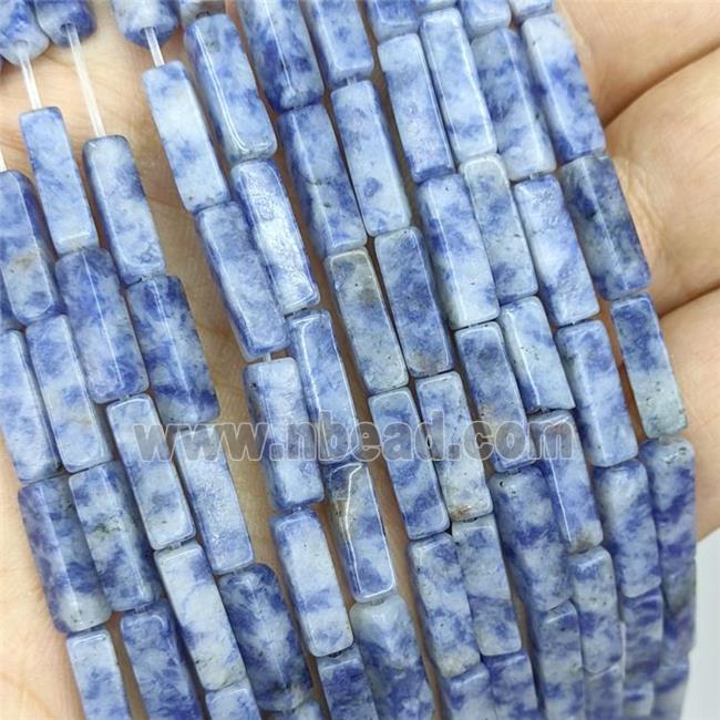 Natural Blue Dalmatian Jasper Cuboid Beads