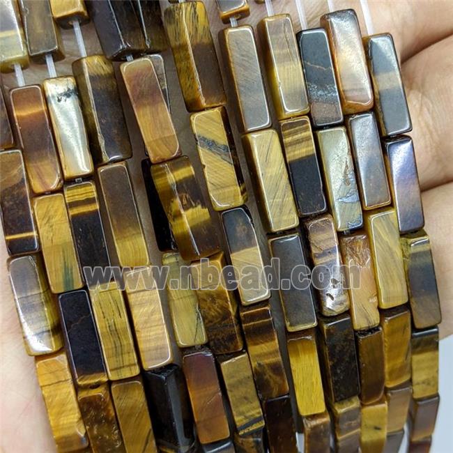 Natural Tiger Eye Stone Cuboid Beads