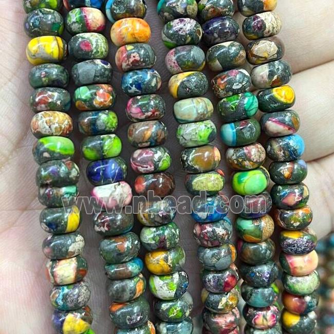 Synthetic Imperial Jasper Beads Smooth Rondelle Multicolor