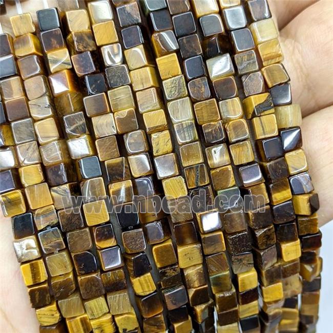 Natural Tiger Eye Stone Cube Beads