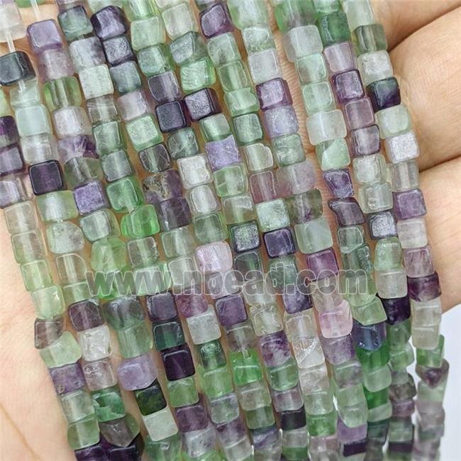 Natural Fluorite Cube Beads Multicolor