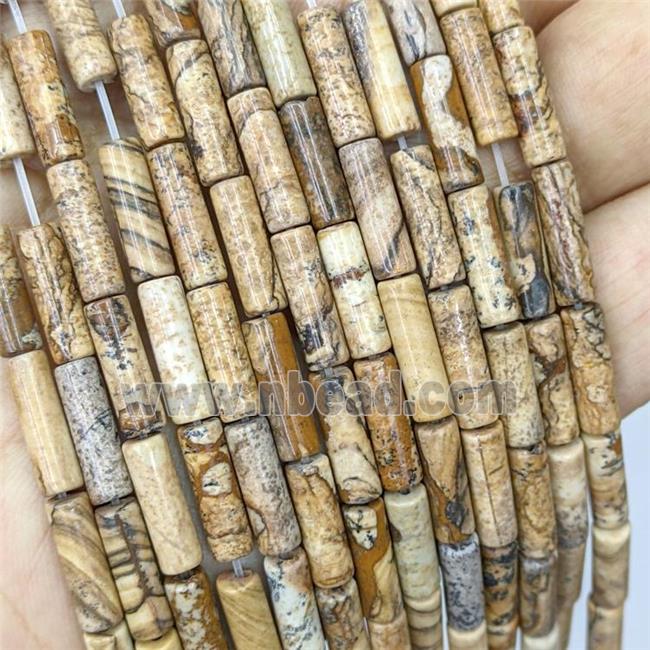 Natural Picture Jasper Tube Beads