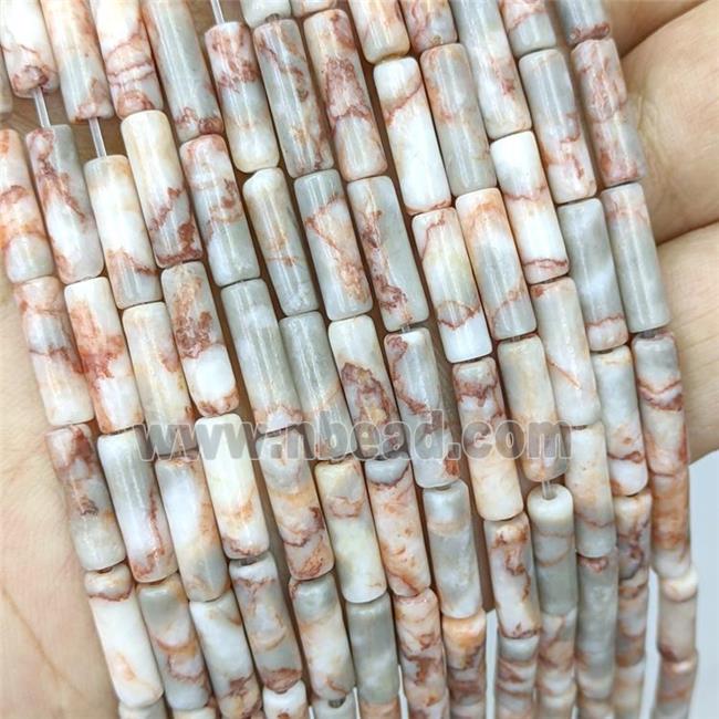 Red Silk Jasper Tube Beads