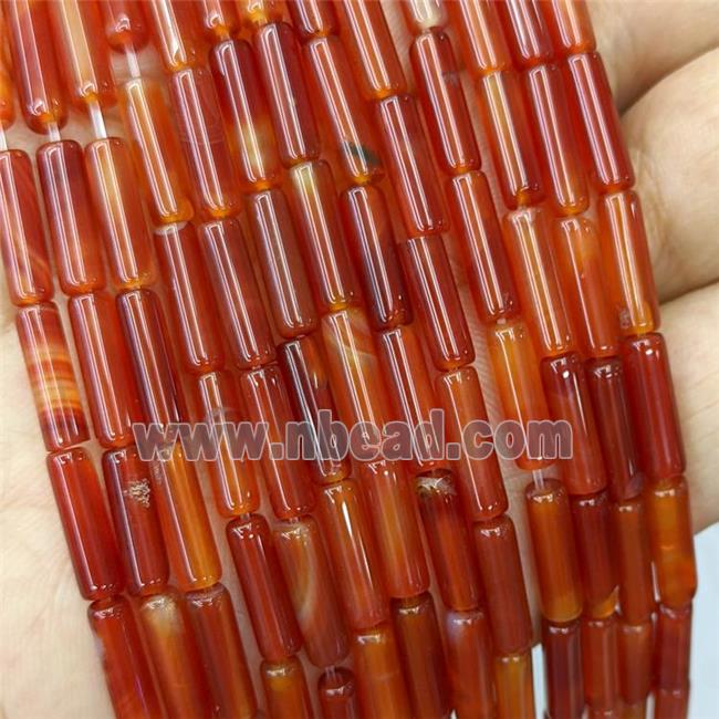 Natural Agate Tube Beads Red Dye