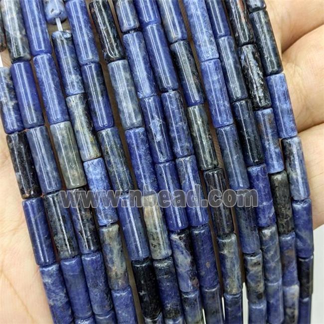 Natural Blue Sodalite Tube Beads