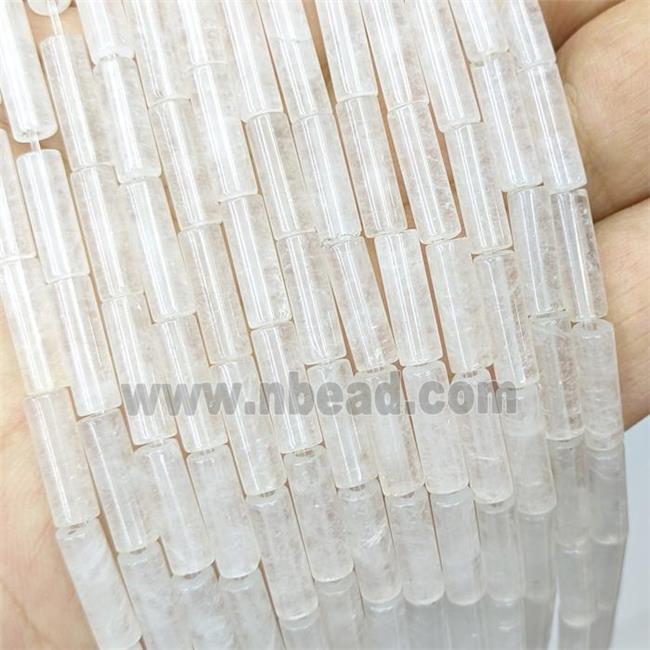 White Synthetic Quartz Tube Beads