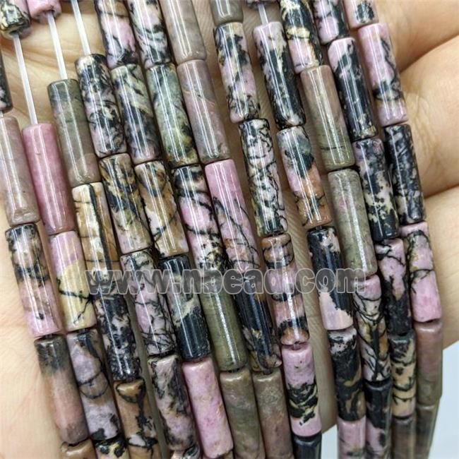 Natural Chinese Rhodonite Tube Beads Pink