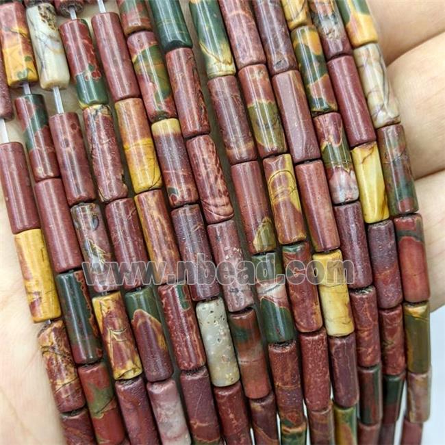 Red Picasso Jasper Tube Beads