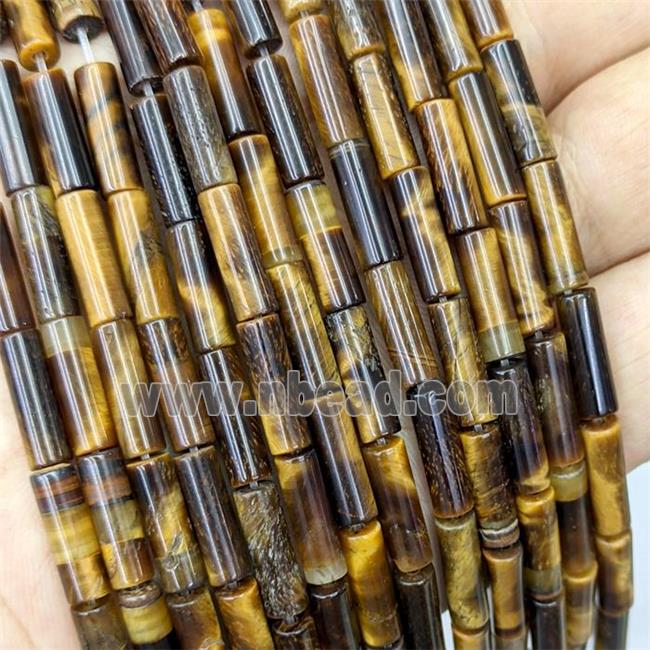 Natural Tiger Eye Stone Tube Beads