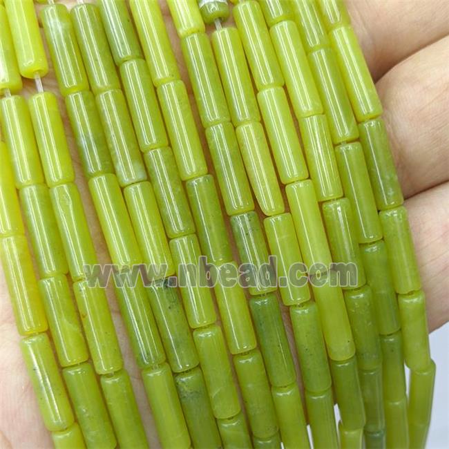 Lemon Jade Tube Beads Green