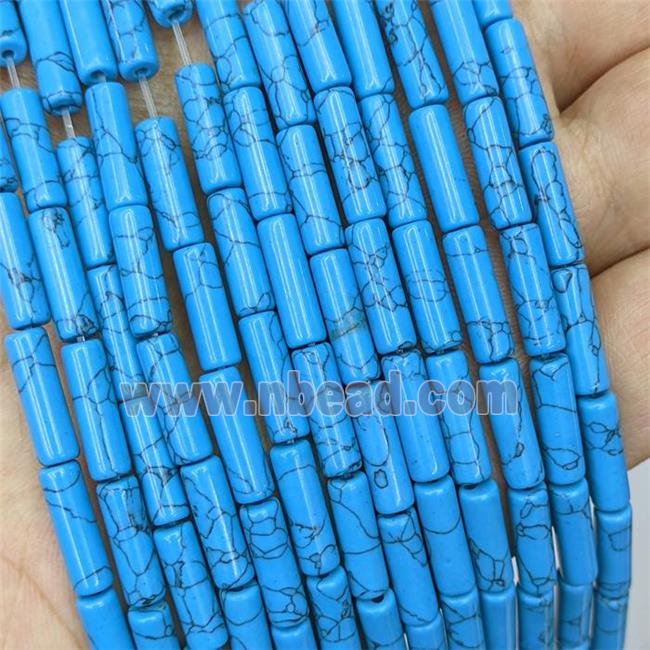 Blue Synthetic Turquoise Tube Beads