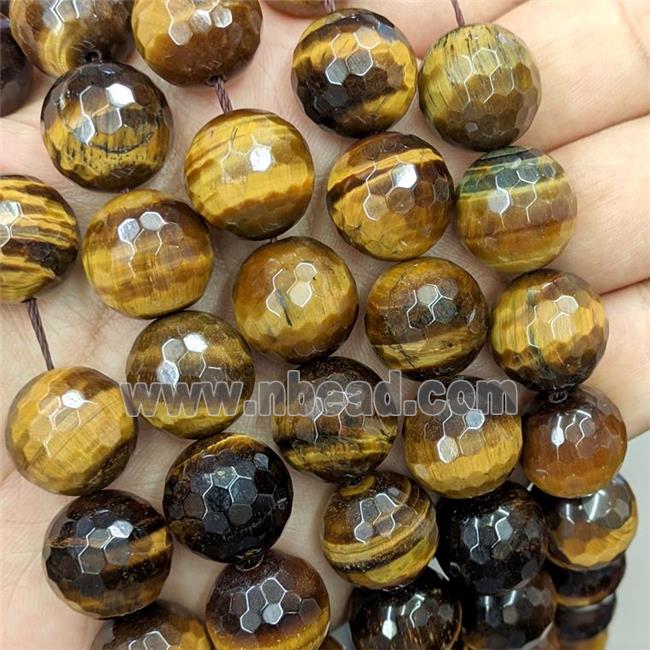 Natural Tiger Eye Stone Beads Faceted Round